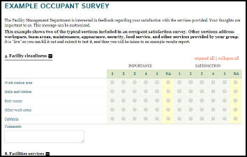 Occupant Satisfaction Feedback Survey Facility Issues