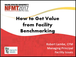 Cover of How to Get Value from Facility Benchmarking presentation by Robert Lambe