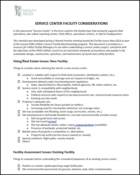 Image of Service Center Planning Checklist